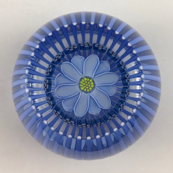 Perthshire 1997A Miniature Flower Blue Rod Overlay Top Facet Garland Paperweight - Picture 5 of 15